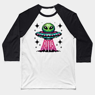 Green Alien UFO Baseball T-Shirt